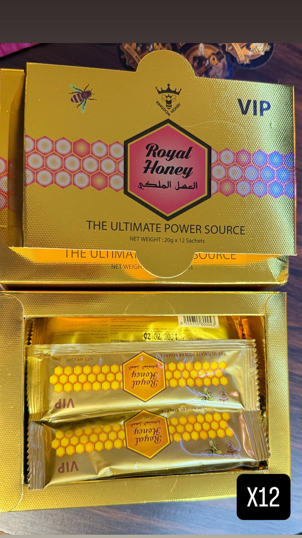 CAJA 12 MIELES ROYAL HONEY 🏆V.I.P 12x20G ~12~ SOBRES✅ 40% Dto OFF