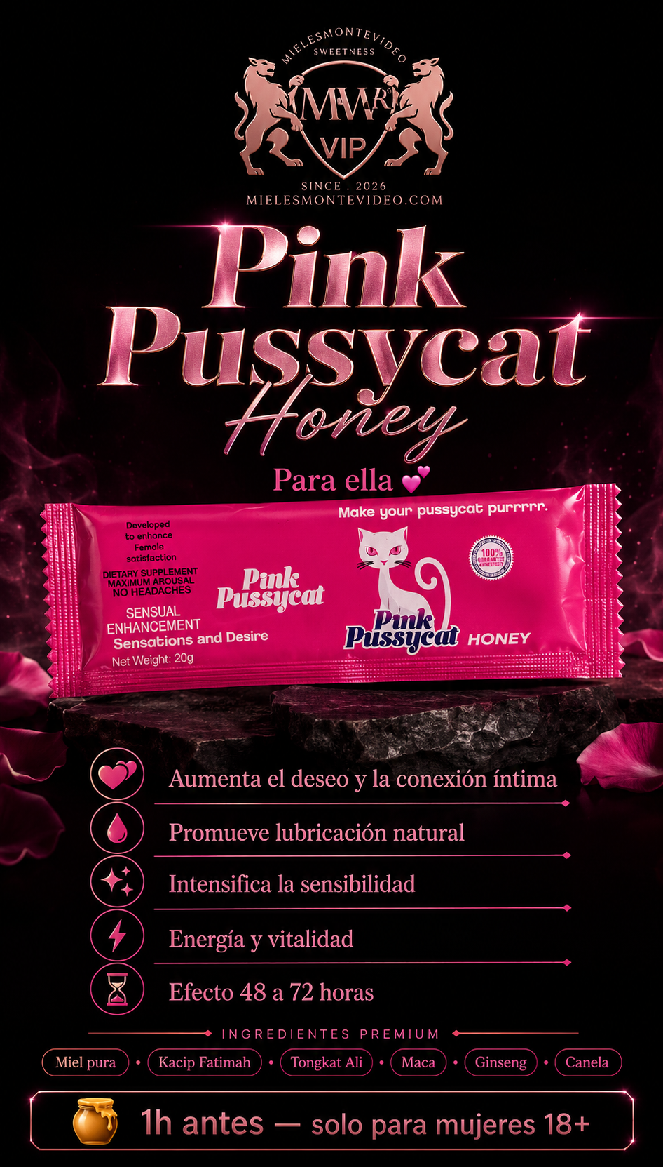 1 SOBRE MIEL de Pink Pussycat Honey – 20mg 20% OFF
